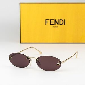 Fendi FIRST CRYSTAL Women Sunglasses Gold Violet Oval FE4075US 30Y AUTHENTIC